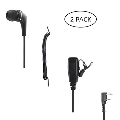 2-Way Radio Earpiece Ear Piece Headset in Ear Earbuds with Coil Tube for Baofeng uv5r uv 5r uv-5r for Retevis rt21 rt22 for Sancom for Kenwood 2 Pin Walkie Talkies(2Pack)