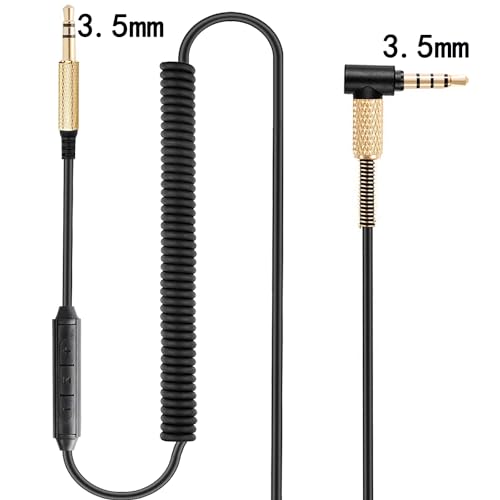 FAAEAL Major3 Coiled Audio Cable Compatible with Marshall Major2 Major4 Beats Studio3 Solo3 Solo4 Headsets 3.5mm in-line Mic Volume Control Headphone Cord 4.2ft-8ft w/mic - size: 4.2ft-8ft(w/mic)