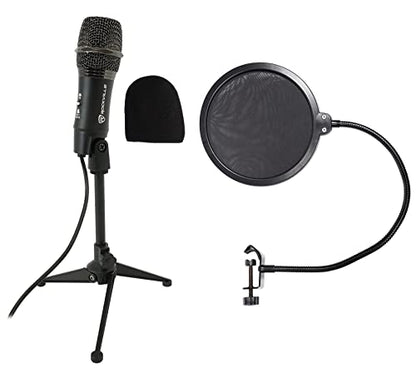 Rockville Z-Stream USB Podcast/Streaming Condenser Mic with RockPop Filter | 14mm Omnidirectional Mic, 20Hz-20kHz, USB Plug-and-Play, Desktop Stand, Windscreen, RockPop Double-Screen Pop Filter, 2-Items