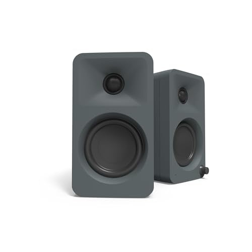 Kanto ORAMG 100W Powered Reference Desktop Computer Speakers with Bluetooth 5.0 and USB-C Input | Bi-Amplified | 100 Hz Automatic Crossover | Reference Quality Sound | Pair | Grey - color: Grey, size: 3" Woofer - 100 Watts