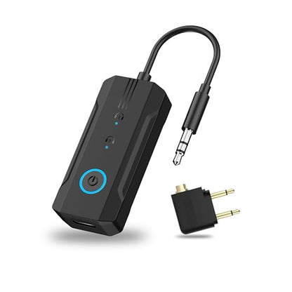2026 Bluetooth 6.0 Transmitter Receiver, 2-in-1 Airplane Travel Adapter for 2 AirPods/Headphones, 3.5mm AUX for Flight/TV/Car, Compatible with Apple AirPods 1/2/3/4 & Pro 1/2/3