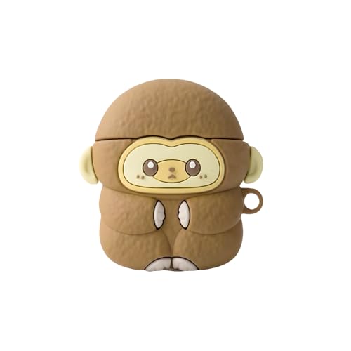 Wireless Charging Earphone Case Compatible with Airpods 4, Cute Animal Monkey Design Soft Silicone Full Body Protective Skin Cover, Kids Girls Women Cartoon Earbuds Accessories - color: Monkey, size: Airpods 4