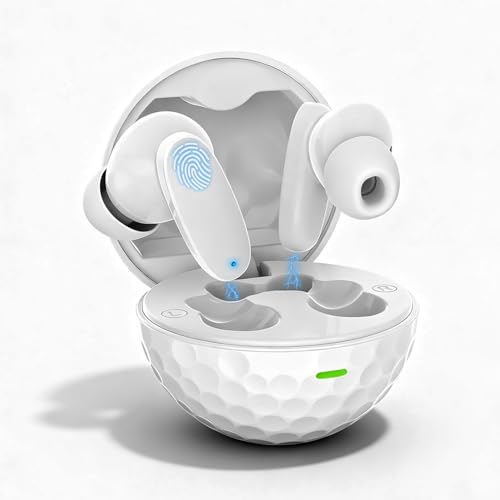 True Wireless Earbuds, Bluetooth 5.4 Headphones with Dual ENC ANC Noise Canceling, 13mm Drivers for Deep Bass Stereo, IPX7 Waterproof, 18H Playtime, USB-C Charging Case for iPhone Android - color: Golf ball
