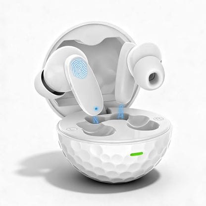 True Wireless Earbuds, Bluetooth 5.4 Headphones with Dual ENC ANC Noise Canceling, 13mm Drivers for Deep Bass Stereo, IPX7 Waterproof, 18H Playtime, USB-C Charging Case for iPhone Android - color: Golf ball