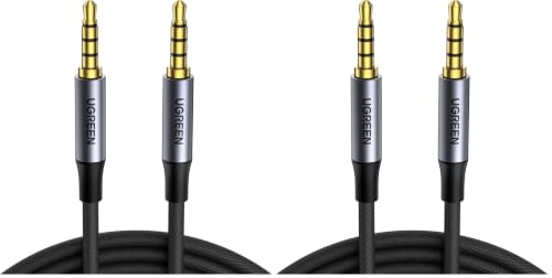 UGREEN 3.5mm Audio Cable Braided 4-Pole TRRS Hi-Fi Stereo Jack Shielded Male to Male AUX Cord Compatible with iPad, Samsung Phones, Tablets, Car Home Stereos, Headphones, Speaker, 3FT (Pack of 2) - size: 3FT (Pack of 2)