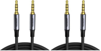 UGREEN 3.5mm Audio Cable Braided 4-Pole TRRS Hi-Fi Stereo Jack Shielded Male to Male AUX Cord Compatible with iPad, Samsung Phones, Tablets, Car Home Stereos, Headphones, Speaker, 3FT (Pack of 2) - size: 3FT (Pack of 2)
