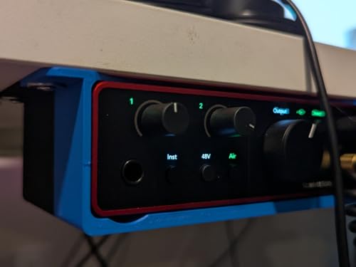 Under Desk Mount for Focusrite Scarlett Solo 4th Gen | No-Tool Slide-in Bracket | No Need to Remove Rubber Feet | Under Desk Audio Interface Holder (Blue) - color: Blue