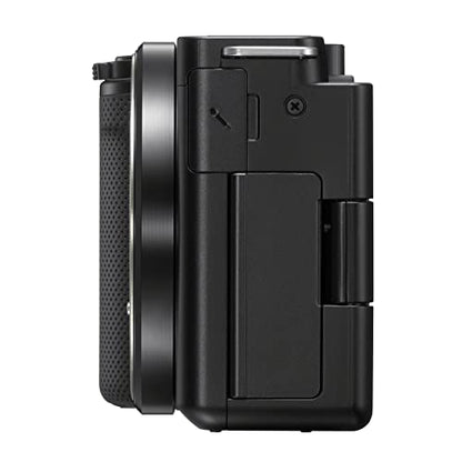Sony Alpha ZV-E10 APS-C Interchangeable Lens Mirrorless (Body Only, Black) | Shotgun Microphone, Memory Card, Extendable Tripod with Built-in Phone Mount, Vlog Camera, (4 items)