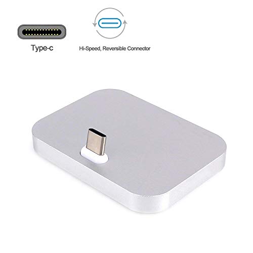 Yeebline Type C Charger Dock, [Aluminum Alloy] USB Type-C Charger Stand Cradle Charging Station Compatible with iPhone 15 Series, Nexus 6P/5X, OnePlus 3T/3/2 and Other USB-C Devices (Silver Aluminum)