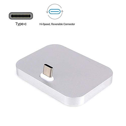 Yeebline Type C Charger Dock, [Aluminum Alloy] USB Type-C Charger Stand Cradle Charging Station Compatible with iPhone 15 Series, Nexus 6P/5X, OnePlus 3T/3/2 and Other USB-C Devices (Silver Aluminum)