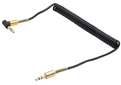 3.5mm Coiled Cable - 90 Degree Right Angle 3-Pole TRS Jack Stereo Audio Spring Aux Cable for Smartphones, Tablets and MP3 Players (1.5m) (Pack of 2) - size: 5 feet (Pack of 2)
