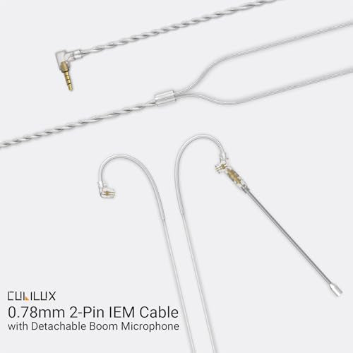 3.5mm 2-Pin 0.78mm IEM Cable with Microphone, Silver Plated OFC Wires Earphone Cable with Boom MIC for Wan'er S.G, ZS10 Pro, ZS10 Pro X, ZSN PRO, ZSX in-Ear Monitor, 4 Feet - style: 3.5mm