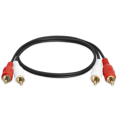 Cmple - 2 RCA Cables 1.5ft Dual RCA Male to Male Stereo Audio Speaker Cable Red and White Plugs Cord for Subwoofer, Audio Mixer, Amplifier, Car Stereo, Marine Audio - Black - size: 1.5FT