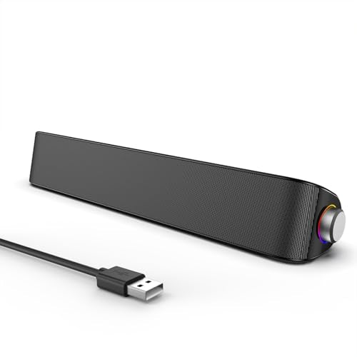Computer Soundbar, Desktop Speakers with 6 Drivers, High-Fidelity Stereo for Music/Movies/Games, USB & Bluetooth 5.0 Dual Mode, Slim Design for PC/Mac/Monitor/Laptop