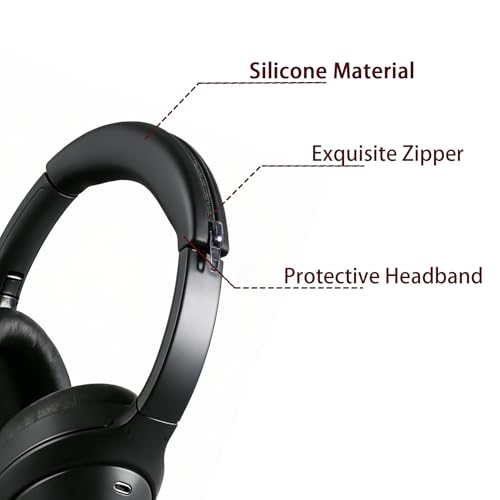 Earpads+Headband Covers for Sony Wh-1000XM3 Replacement Kit,Protein Leather Ear Pads Cushions and Silicone Zipper Headband for WH-1000XM3 Accessories(Black) - color: Black