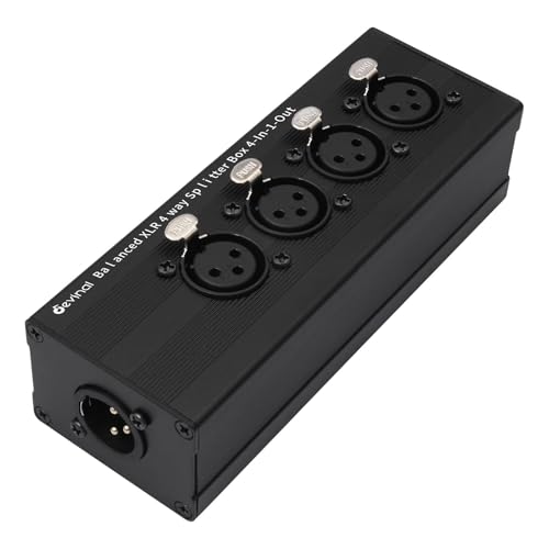 4-IN-1-OUT XLR Audio Splitter Box, XLR 4 Female to 1 Male Balanced Converter ; 4-Way Stereo Passive Audio Cable
