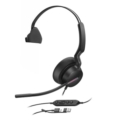Yealink UH46 Mono Wired Headset with Mic Noise Cancelling Headset USB -C/A | Plug & Play for PC Computer Laptop 3 Noise Cancelling Microphones for Home Office Online Meetings Teams Certified UC Platform - size: Mono
