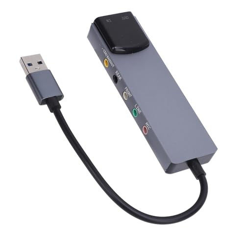 Fabater External USB Sound Card, 5.1 7.1 Channel Support Smart Noise Reduction 5. Channel External Sound Card, USB for Gaming with Optical Input Output for PC Laptop Home