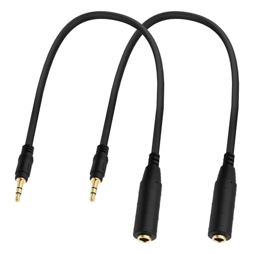6.35mm 1/4 to 3.5mm TRS Headphone Extension Cable Audio Adapter 30cm | 1/4 Inch Female to 1/8 3.5mm Male,Stereo,for Headsets Amplifiers Guitar Speakers 2pcs