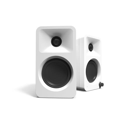 Kanto ORAMW 100W Powered Reference Desktop Computer Speakers with Bluetooth 5.0 and USB-C Input | Bi-Amplified | 100 Hz Automatic Crossover | Reference Quality Sound | Pair | White - color: White, size: 3" Woofer - 100 Watts