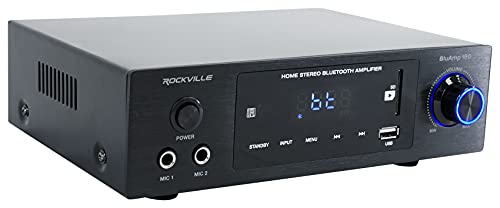 Rockville BluAmp 150 Home Stereo Bluetooth Amplifier Receiver, 75W x 2 | Optical/Phono/RCA Inputs, USB/SD Playback, 2 Mic Jacks for Karaoke, Class D, Remote Included
