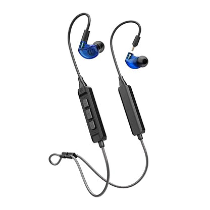 MEE audio M6 PRO Musicians' in-Ear Monitors Wired + Wireless Combo Pack: Includes IEMs, 2 Audio Cables and BT3 Hi-Res Bluetooth Audio Adapter w/aptX, LDAC, Auracast Support, & Built-in Headset (Blue) - color: Blue, style: IEMs + Bluetooth Adapter