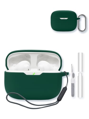 Case for JBL Vibe Beam 2 True Wireless Noise Cancelling Earbuds,Soft Protective,BOVUGAC Silicone Case Cover with Keychain & Cleaning Kit & Lanyard for JBL Vibe Beam 2-Green - color: Green