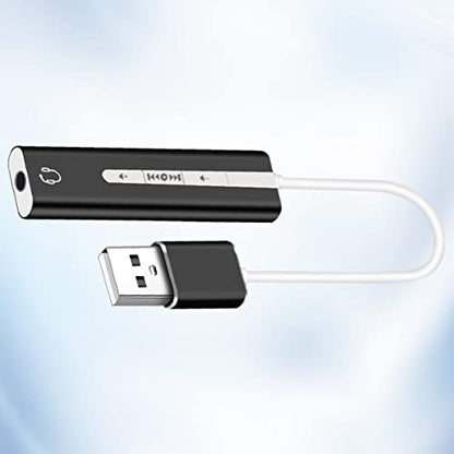 Hemoton 2pcs USB External Sound Card Surround Sound for Microphone and Earphone Volume for Computer Use Black