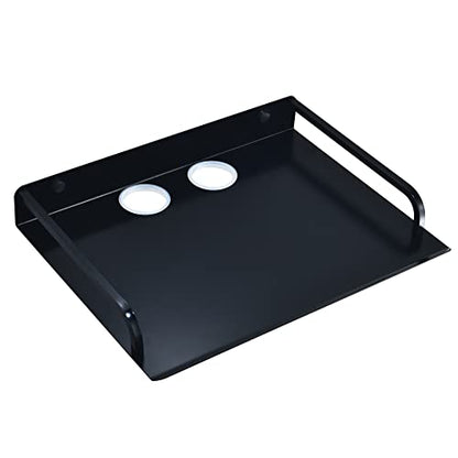 HNVNER Black Floating Media Shelf for Router Streaming TV Box, 12x10 Inch | Anodized Aluminum, Cable Hole, Open Design for Cooling, Wide 12-inch Surface, Wall Shelf fits Cable Box Small Projector - color: 1 Layer-large-1pcs