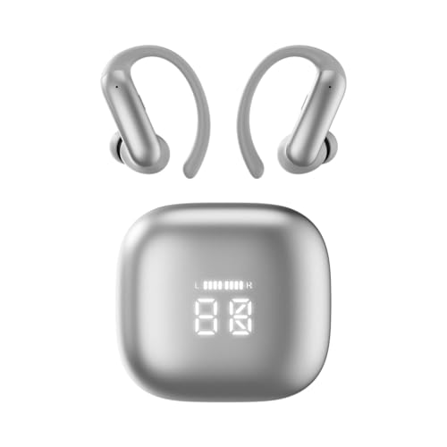 Wireless Ear Buds,Bluetooth Headphones with ENC Noise Cancelling,50H Playtime Earphones with LED Power Display,IPX4 Waterproof in-Ear Earbuds for Sports/Workout,Smartphone Laptop(Silver Gray) - color: Silver Gray