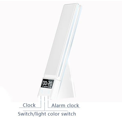 AYI Multi-Functional Wireless Charging Lamp with LED Display, Alarm Clock, 3 Color Light Modes, Foldable & Portable, 15W Fast Wireless Charger Stand for Smartphones, Smartwatches, Earbuds, N61 White. - color: Wireless Charger Table Lamp N61 White