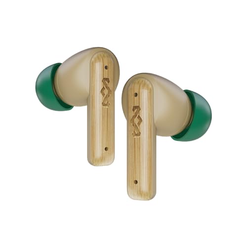 House of Marley Little Bird True Wireless Earbuds, Touch Controls, Built-in Mic, 24 Hours Playtime with Case, USB-C Quick Charge, Sustainable Materials, Movie and Gaming Mode, Cream | Earphones with integrated microphone, 24 hours of battery life, In-ear