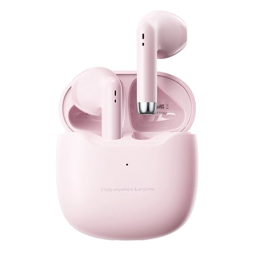 Xmenha True Wireless Earbuds Bluetooth 5.3 with Microphone for Working Out Noise Canceling Blue Tooth Ear Buds Deep Bass TWS Wireless Earphones with Charging Case in Ear Headphone for iPhone Android - color: Pink