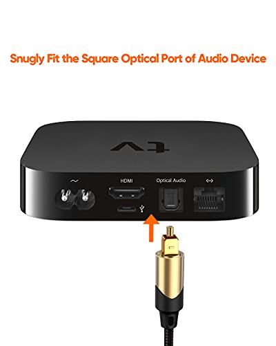 CableCreation 3FT Optical Audio Cable, Toslink Male to Male, Black & Gold, 24K Gold Plated Connectors, Compatible with Sound Bar, TV, PS4, Xbox, VD/CD Player, Blu-ray Player, Game Console - color: Black & Gold, size: 3Feet