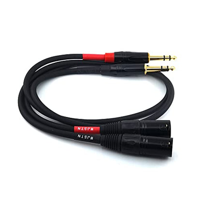 024 1/4 Inch 6.35mm TRS Male to 3-Pin XLR Male Balanced Audio Cable, Microphone Cable, 2FT - size: 2FT