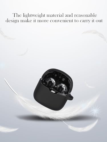 Case for JBL Tune Flex - True Wireless Noise Cancelling Earbuds,Soft Protective,BOVUGAC Silicone Case Cover with Keychain & Cleaning Kit & Lanyard for JBL Tune Flex Earbuds-Black - color: Black