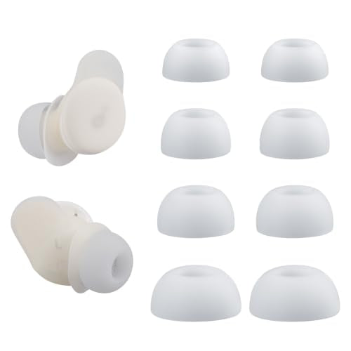 Replacement Ear Tips Compatible with Soundcore Sleep A30 | Soft Silicone Eartips with Portable Storage Box (4 Pairs, White, XS/S/M/L)