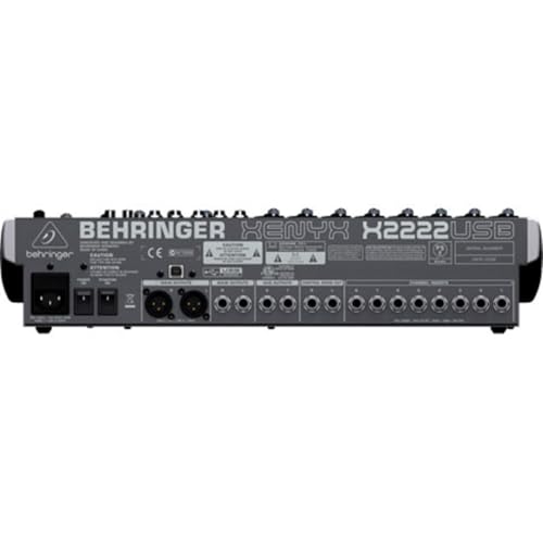 Behringer XENYX X2222USB Premium 22-Input 2/2-Bus Mixer, Bundle With 2x H&A XLR M to F Cable 25'