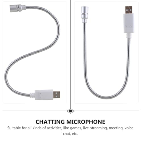 Compact USB Microphone for Laptop Meetings with Aluminum Alloy Body and Lightweight Design, for Online Chats and Gaming, Silver Color with Sponge Cover