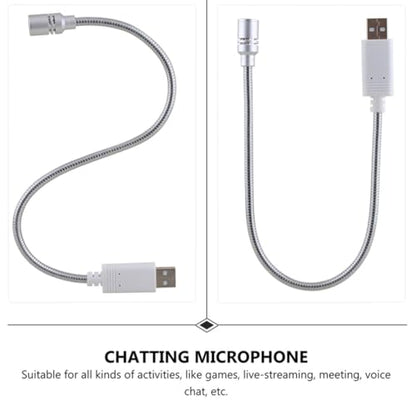 Compact USB Microphone for Laptop Meetings with Aluminum Alloy Body and Lightweight Design, for Online Chats and Gaming, Silver Color with Sponge Cover