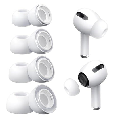 4 Pairs Replacement Ear Tips Buds for AirPods Pro 1st/2nd Gen, White - color: White