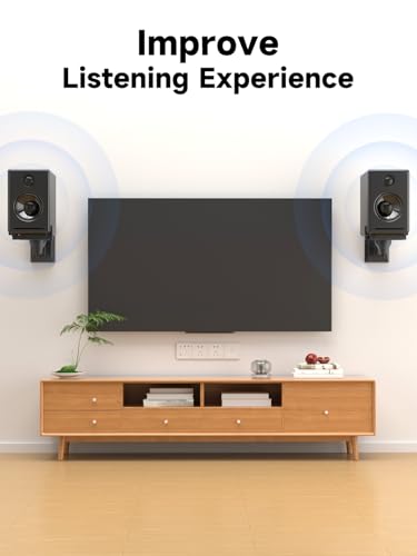 suptek Small Dual Side Clamping Bookshelf Speaker Wall Mounting Bracket for Small Surrounding Sound Speakers, Hold up to 55lbs Black SPM201SB - size: Small--black
