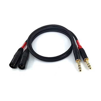 024 1/4 Inch 6.35mm TRS Male to 3-Pin XLR Male Balanced Audio Cable, Microphone Cable, 2FT - size: 2FT