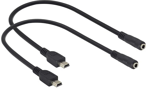 3.5mm to Mini USB Cable Mini USB Male to 3.5mm Female Audio Cable | 3.5 Female TRRS 4-Pole Jack to 5 Pin Mini USB Male Mic Cord Adapter Cable [1Ft/30cm-2Pack]