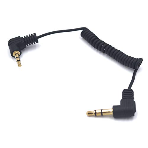 3.5mm Male to 2.5mm Male Stereo Audio Coiled Cable, 2 Pack, 12 Inch, OD 1.5mm, 90 Degree Angle, 1/8" TRS Jack Headphone Aux Spring Spiral Cord