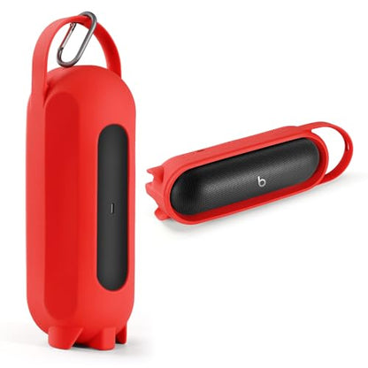Silicone Carrying Case Cover for Beats Pill 2024 Portable Bluetooth Speaker, Protective Sleeve Travel Case Speakers Accessories (Red) - color: Red