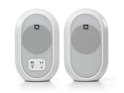 JBL Professional 1 Series 104-BT Compact Desktop Reference Monitors with Bluetooth, White, Sold as Pair, 4.5-inch Speaker - color: White