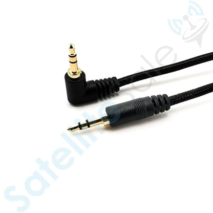 SatelliteSale Auxiliary 3.5mm Right Angle Audio Jack Male to Male Digital Stereo Aux Cable Universal Wire Black Nylon Cord 15 feet - size: 15 Feet