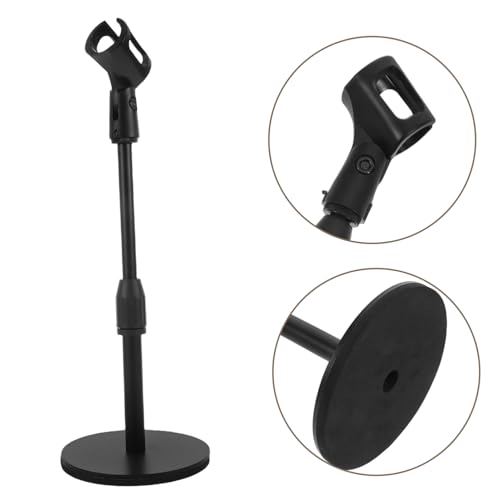 Abaodam Adjustable Desk Mic Holder with Metal round Base, Height Adjustable Microphone Stand for Podcast Recording and Home Use, Space-saving Design, Stable Desktop Mic Stand for Dynamic
