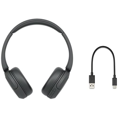 Sony WH-CH520 컴팩트 이지 휴대용 무선 온이어 헤드폰 (블랙) | 최대 50시간, 블루투스, 빠른 충전